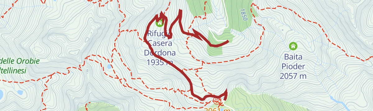 Route map: Dordona Refuge - Dordona Pass with joëlette